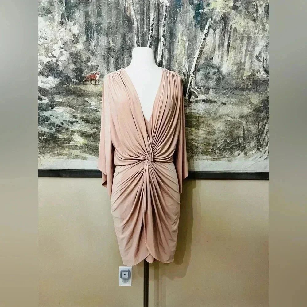 MISA Los Angeles Teget Draped Dress in Nude Size Small NWOT